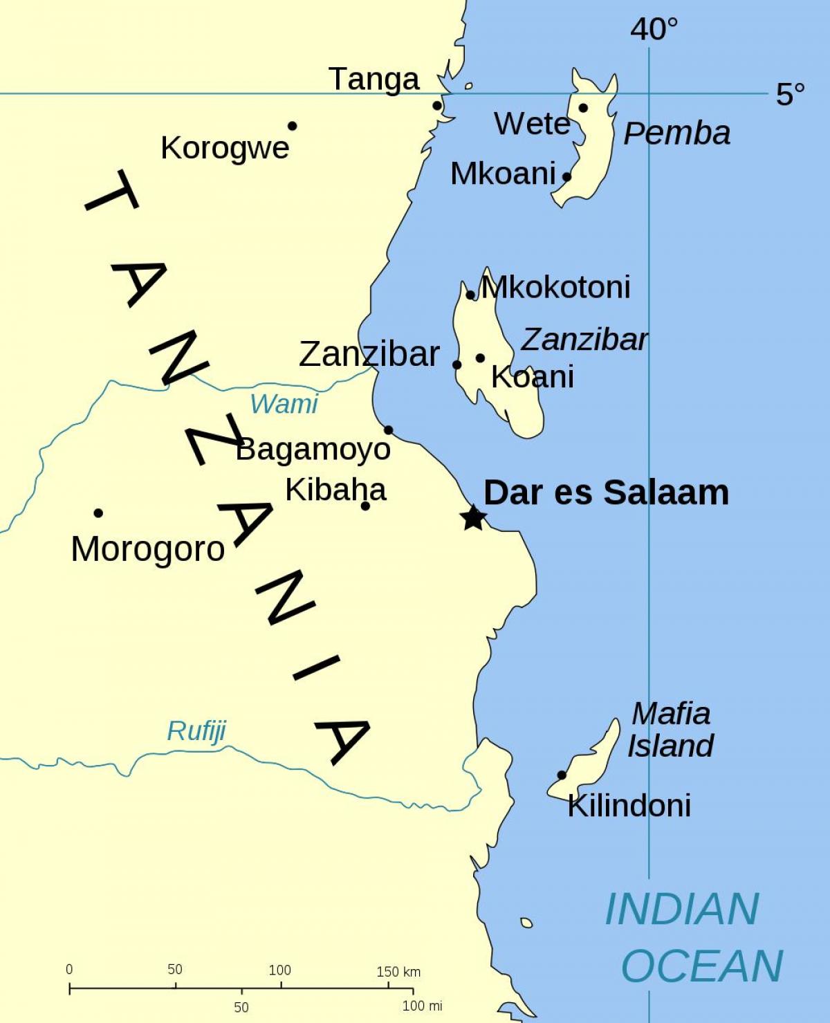 تنزانيا جزر خريطة