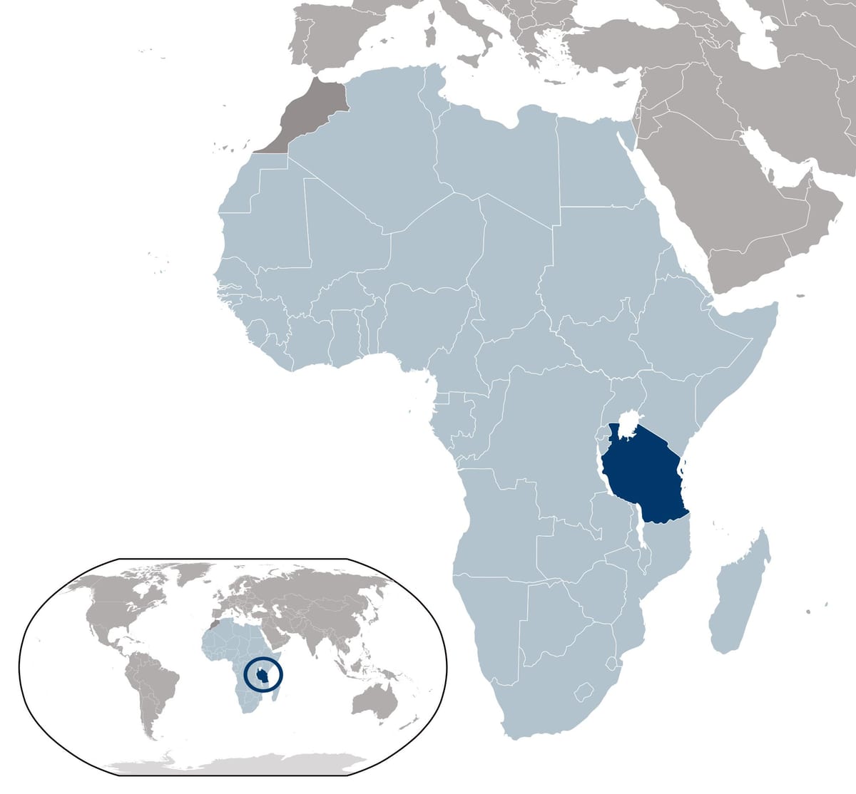 تنزانيا خريطة الموقع