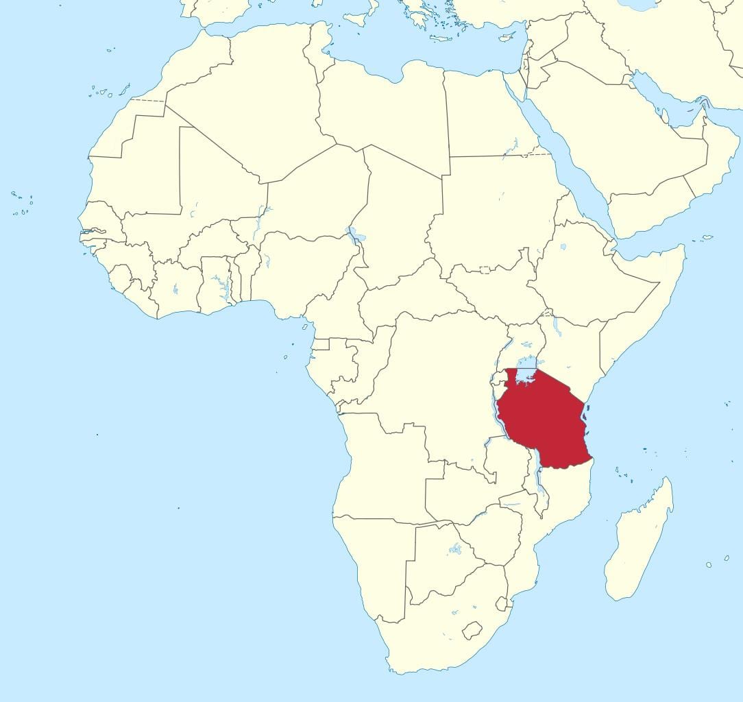 تنزانيا على خريطة أفريقيا