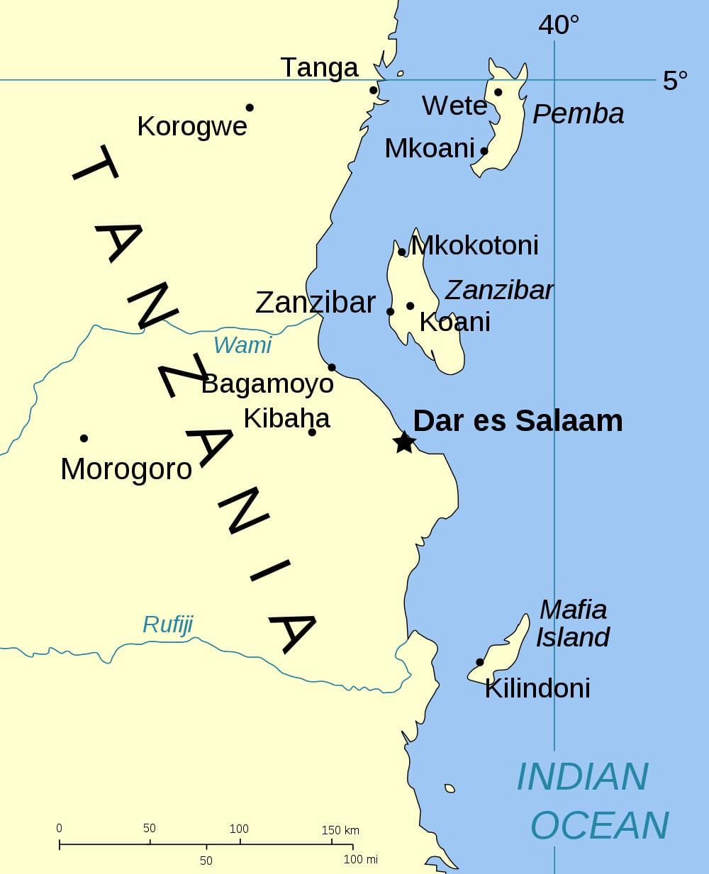 تنزانيا جزر خريطة