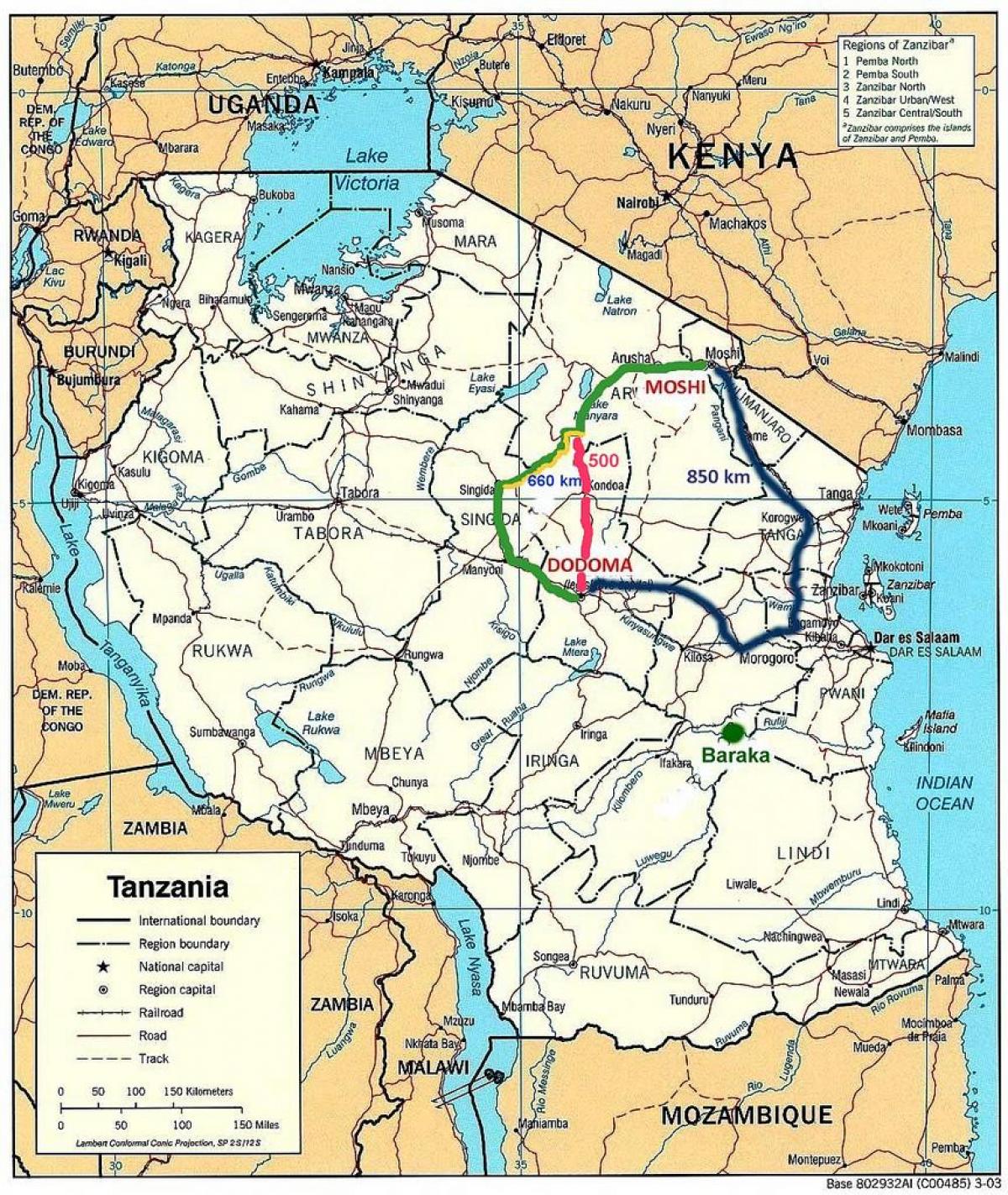 تنزانيا خريطة شبكة الطرق