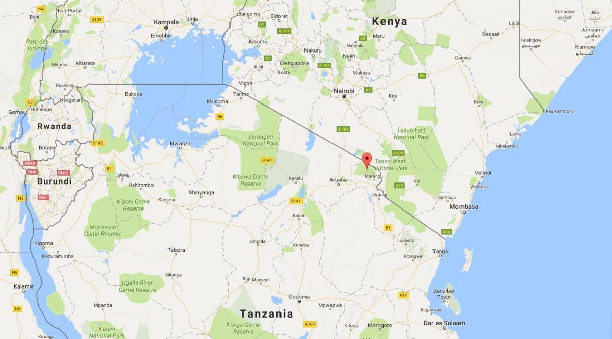 تنزانيا الموقع على خريطة العالم ، 