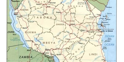 خريطة المواقع التاريخية في تنزانيا