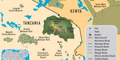 خريطة كليمنجارو في تنزانيا